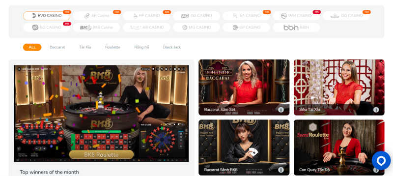 Chơi baccarat trực tuyến tại bk8