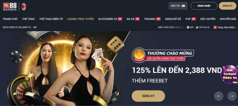 Thưởng lớn tại casino m88